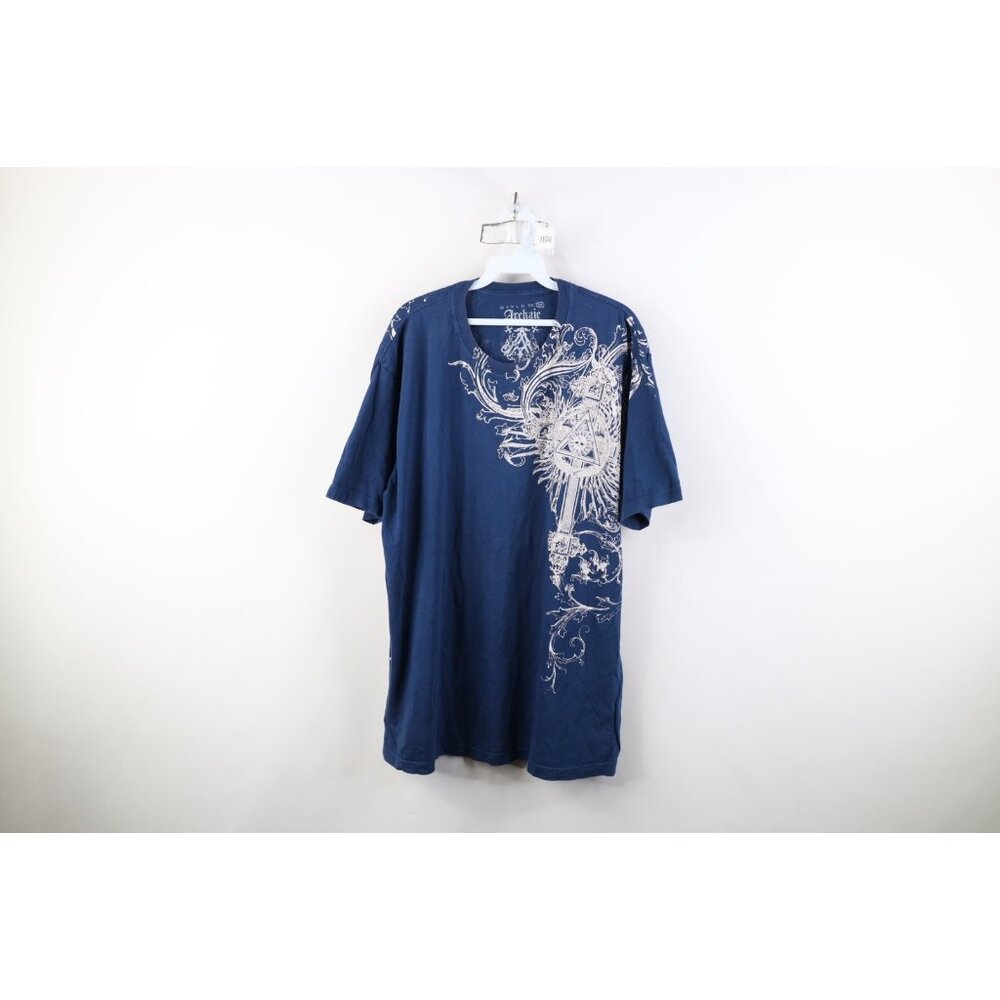 Vintage Affliction Mens 2XL XXL Faded Tribal Cross Skull UFC MMA T-Shirt USA